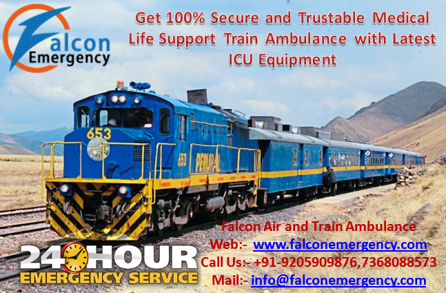 kolkata to delhi train ambulance with medical team by falcon emergency 07